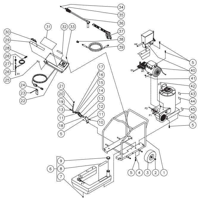 Grainger GH-1002-SM10 pressure washer parts and manual